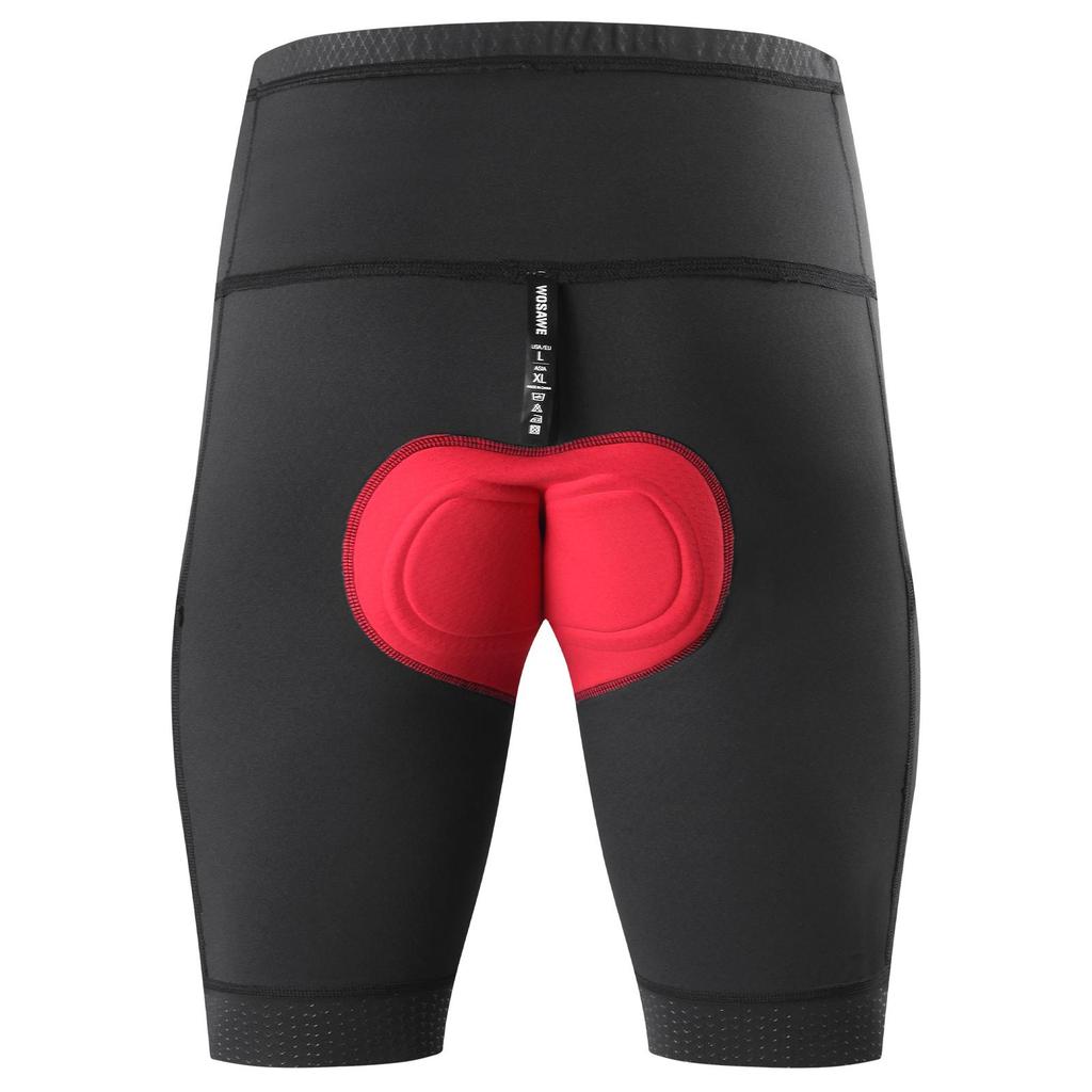 WOSAWE Men's Road Cycling Breathable Stretch Athletic Foam Padded Side Pocket Night Cycling Shorts
