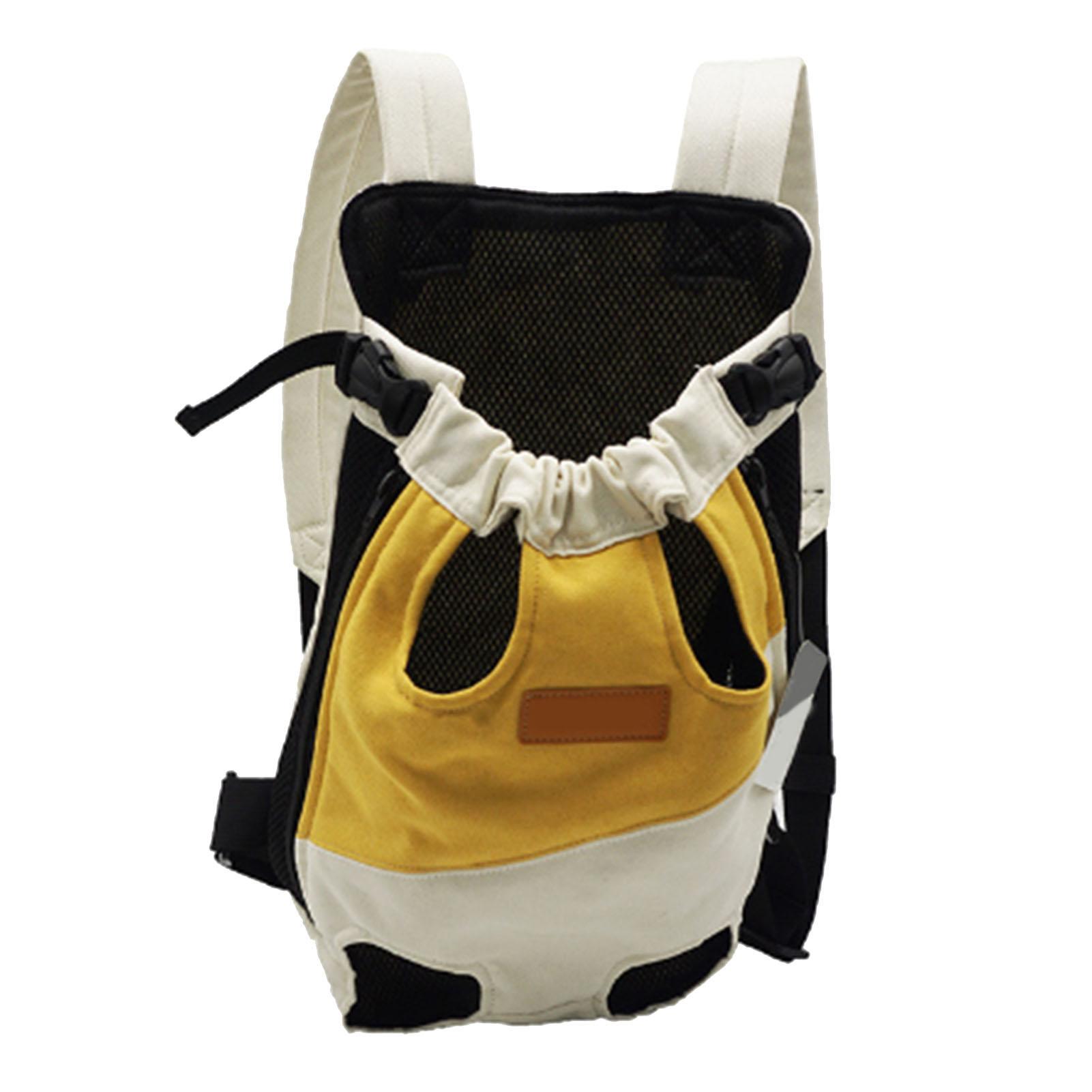 

Двойная сумка для домашних животных, портативный рюкзак для собак и кошек на 4 ноги для прогулок на свежем воздухе и путешествий S S (1.5-2.5kg) белый/жёлтый