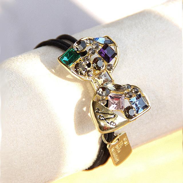 Korean Rhinestone Elegant Scrunchies Women Girls Elastic Hair Rubber Band Accessories Tie Hair Ring Rope Headdress