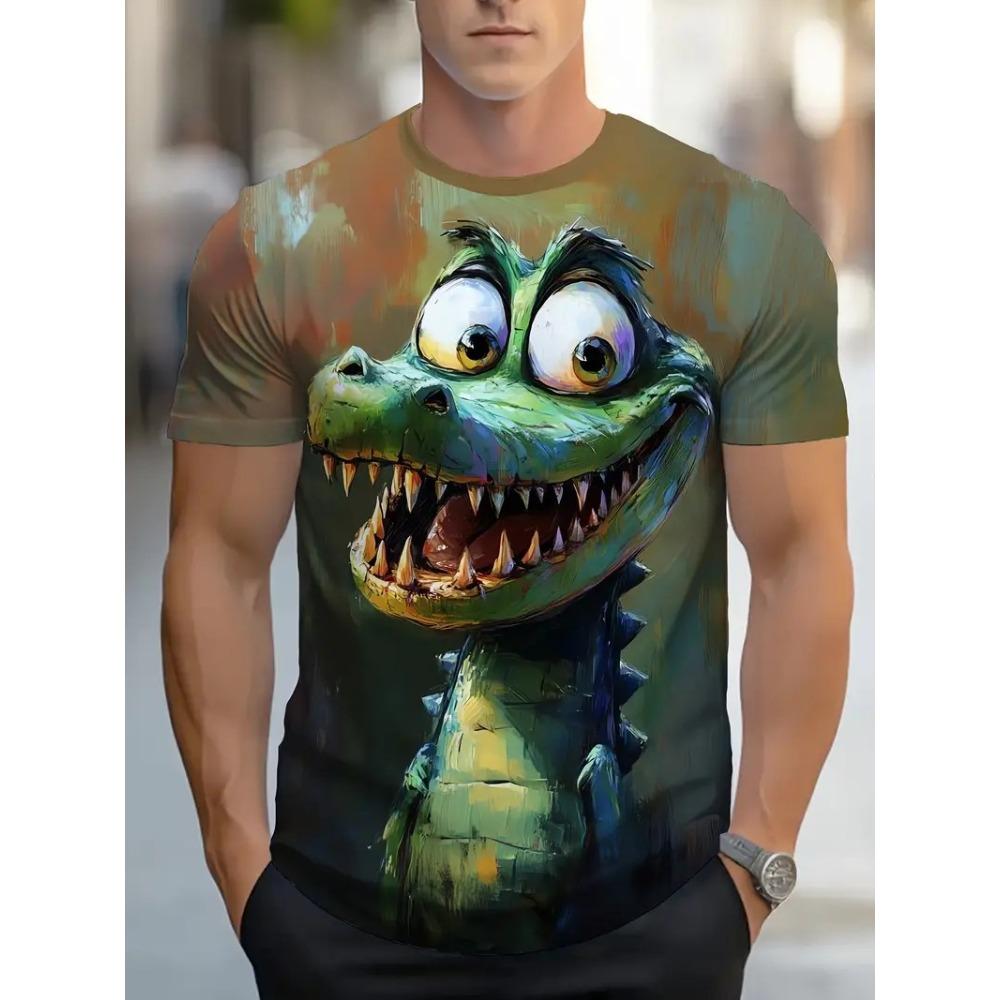 Summer Fashionable Cartoon Pattern 3d Printed Loose Soft Comfortable Plus Size Short Sleeved Round Neck Men's Casual Sport T-shirt