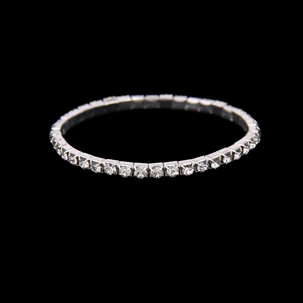 Women's Full Diamond Elastic Bracelet, Fashion Rhinestone Stretch Bangle