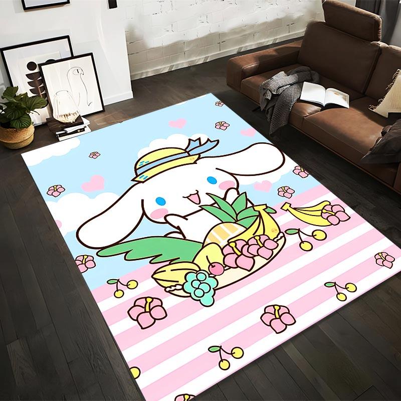 

Cute Cartoon Rabbit with Straw Hat and Tropical Fruits on Pink Striped Carpet Suitable for use as an anti-slip1 for1room and bedroom sofas 40x60cm( 15x23in )