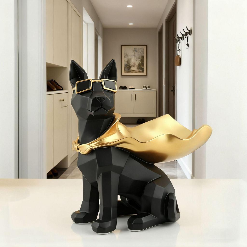 Nordic Doberman Trendy Glasses Desktop Ornament and Candy Storage for Entryway Shoe Cabinet Decor