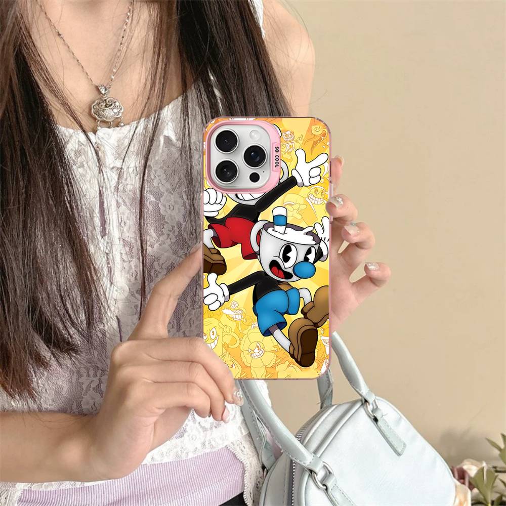 Anime Cuphead Cartoon Phone Case For IPhone 16 15 14 13 12 11 17 Pro MAX Plus Pro Matte Shockproof Cover