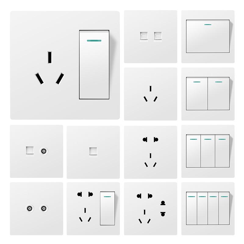 86 Type Double Gang Double Throw Wall Switch & Socket Panel with Exposed Wiring & Five Holes