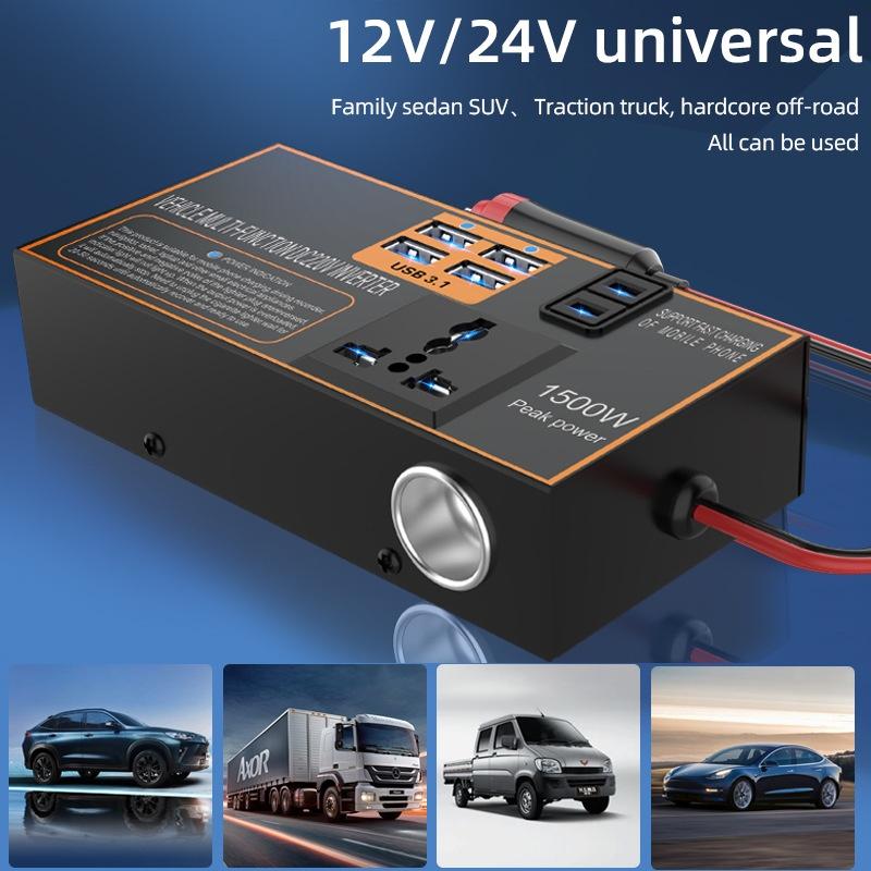 Car Inverter Dc12V/24V To 220V Quick Charging Cigar Lighter Socket Power Adapter Converter Usb Fast Charging Vehicles Inverter