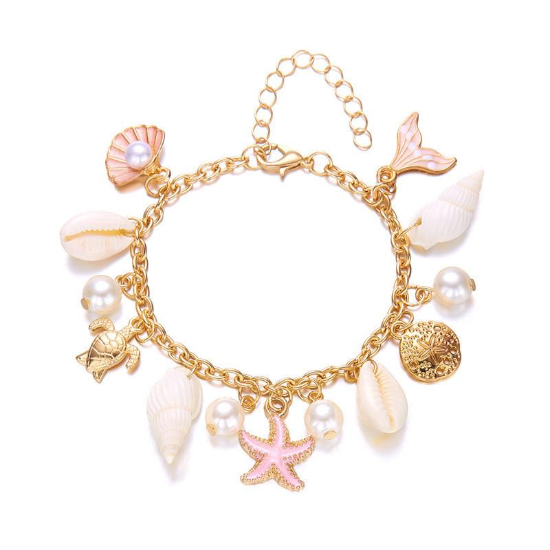 

Браслет из ракушек с гальваническим покрытием из сплава для повседневной женской одежды Style7