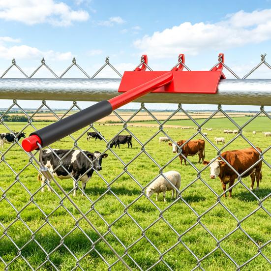 Top Rail Fabric Hanging Tool Chain Link Fence Tensioner Tool Heavy Duty Steel Stretcher with Heavy-Duty Cable Hook & Non-Slip Handle for One-Person