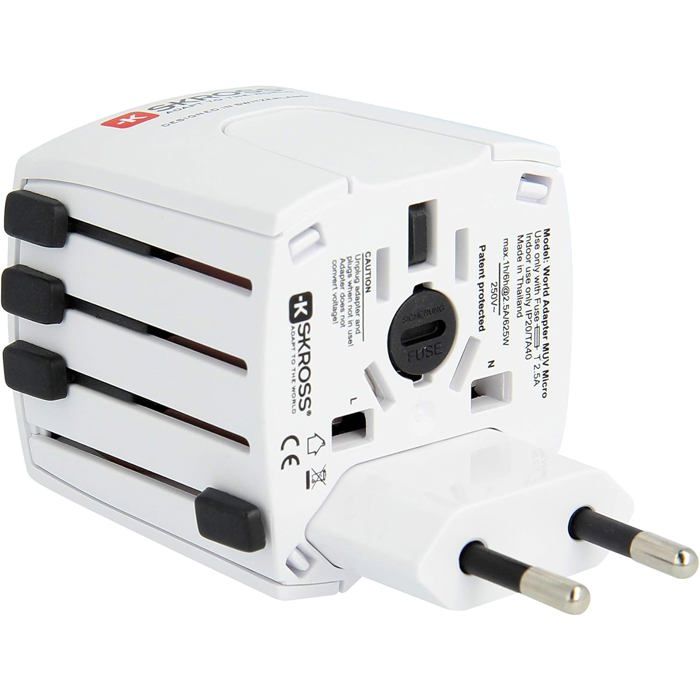 Univerzální adaptér MUV USB SKROSS - Bílý - Kompaktní - 2 kolíky - Asymetrický