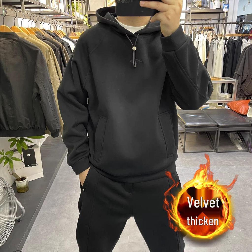 Men's High-End Velvet Outdoor Sports Hoodie: Skin-Friendly, Comfortable Pullover Jacket for Autumn/Winter 2025