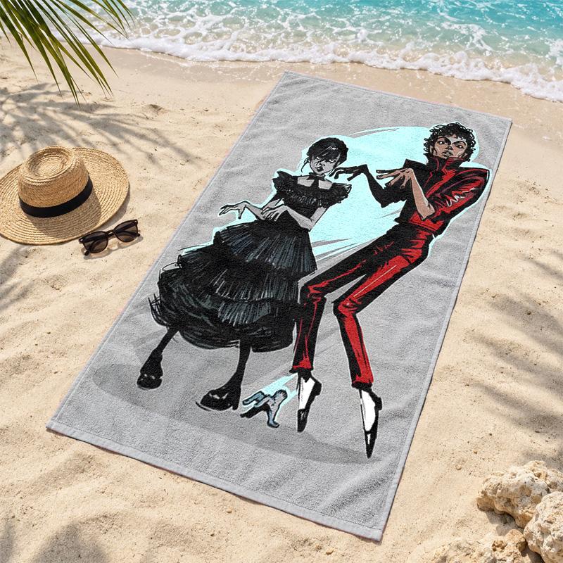 Wednesday Microfiber Beach Towel Quick Dry Sand Free Lightweight Beach Towels for Travel Swimming Camping