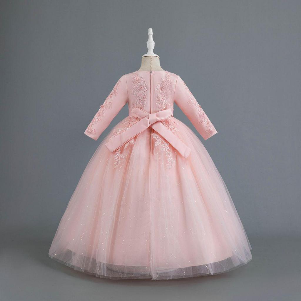 New Girls' Princess Tulle Dress - Puffy, Long, Autumn/Winter Style, Perfect for Evening, Flower Girl, Wedding, or Performance.
