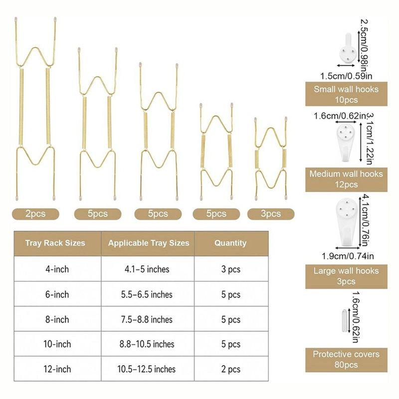 J1UL1N 20 Pcs Plate Hangers 4-12 Inch W/ Nails & Rubber Protectors