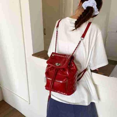 Rhombus Bag Women's New Chain Backpack Fashion Portable Bucket Bag Texture Travel Backpack