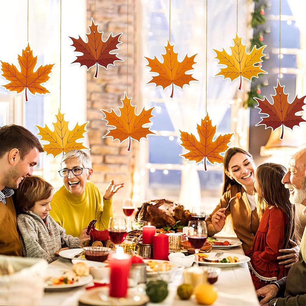 16 PCS Big Maple Leaf Paper Swirls – Fall Thanksgiving Hanging Ceiling Decor for Autumn Harvest Party, Classroom & Home Supplies