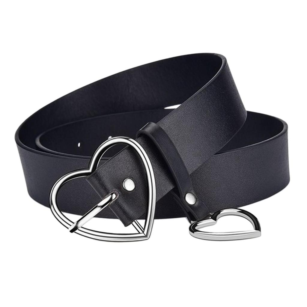 Women Ladies Metal Heart Buckle Belt Leather Jeans Dress Waist Band Belts