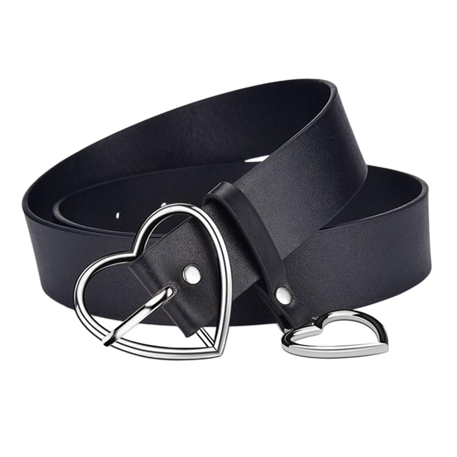 

Women Ladies Metal Heart Buckle Belt Leather Jeans Dress Waist Band Belts серебряный