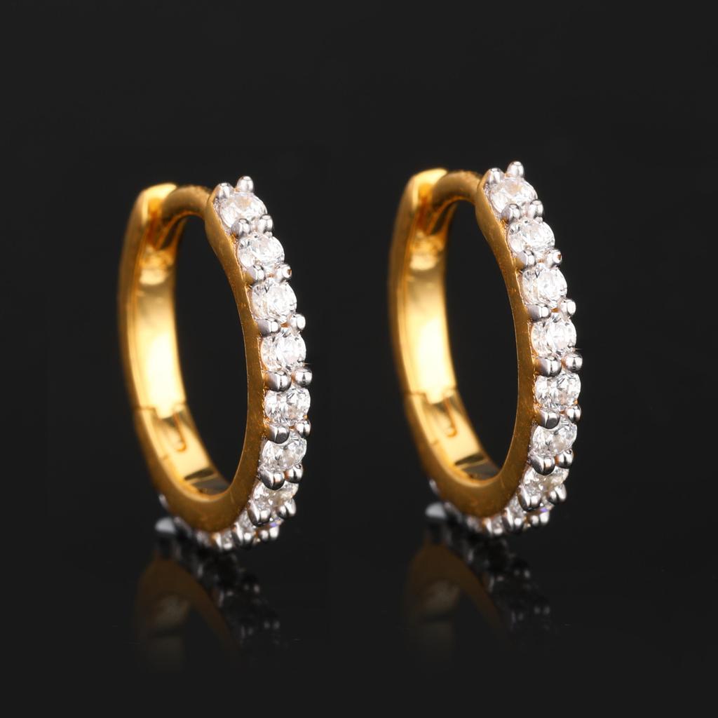 White Cubic Zirconia Stud Earrings 925 Silver Yellow Gold Plated