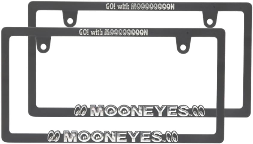 MOONEYES Raised MOONEYES Logo License Plate Frame, New Standard Compliant (Set of 2)