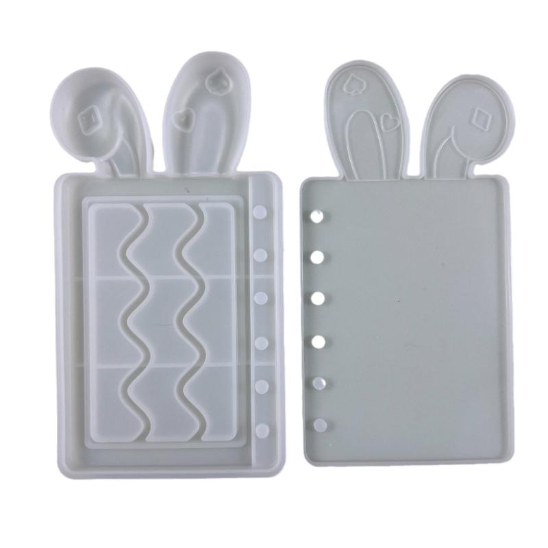 Shaker Resin Molds Rabbit Ear Notebook Shape Silicone Quicksand Molds Resin Casting Mold DIY Making Supplies for Crafts