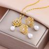 New Fashion Gold Plated Necklaces Earrings Sets For Women Female Trendy Party Jewelry Girls Daily Wear Neck Chain Earrings