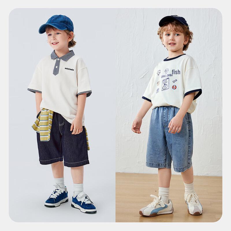Minibala Boys' Cooling Soft Denim Knee-Length Shorts