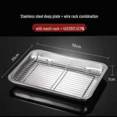 Wutuo Edelstahl Tiefe BBQ Grillpfanne mit Kühlrost-Set
