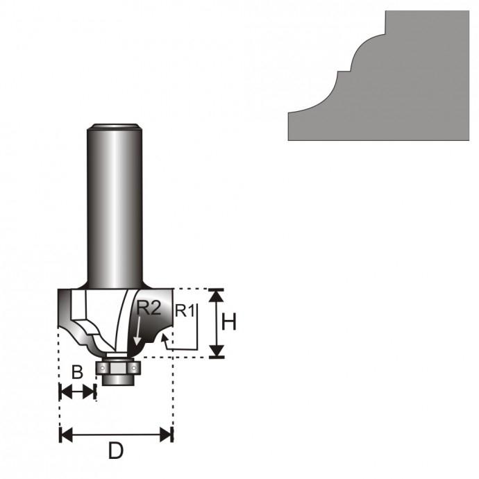Classic Milling Cutter With Bearing T8 D39.3 H15.9 R1/R24 46/6.35 - Ded07F162B