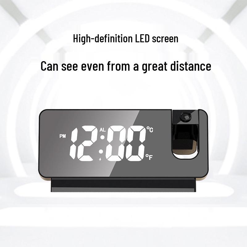 LED Projection Alarm Clock with Silent Snooze Feature