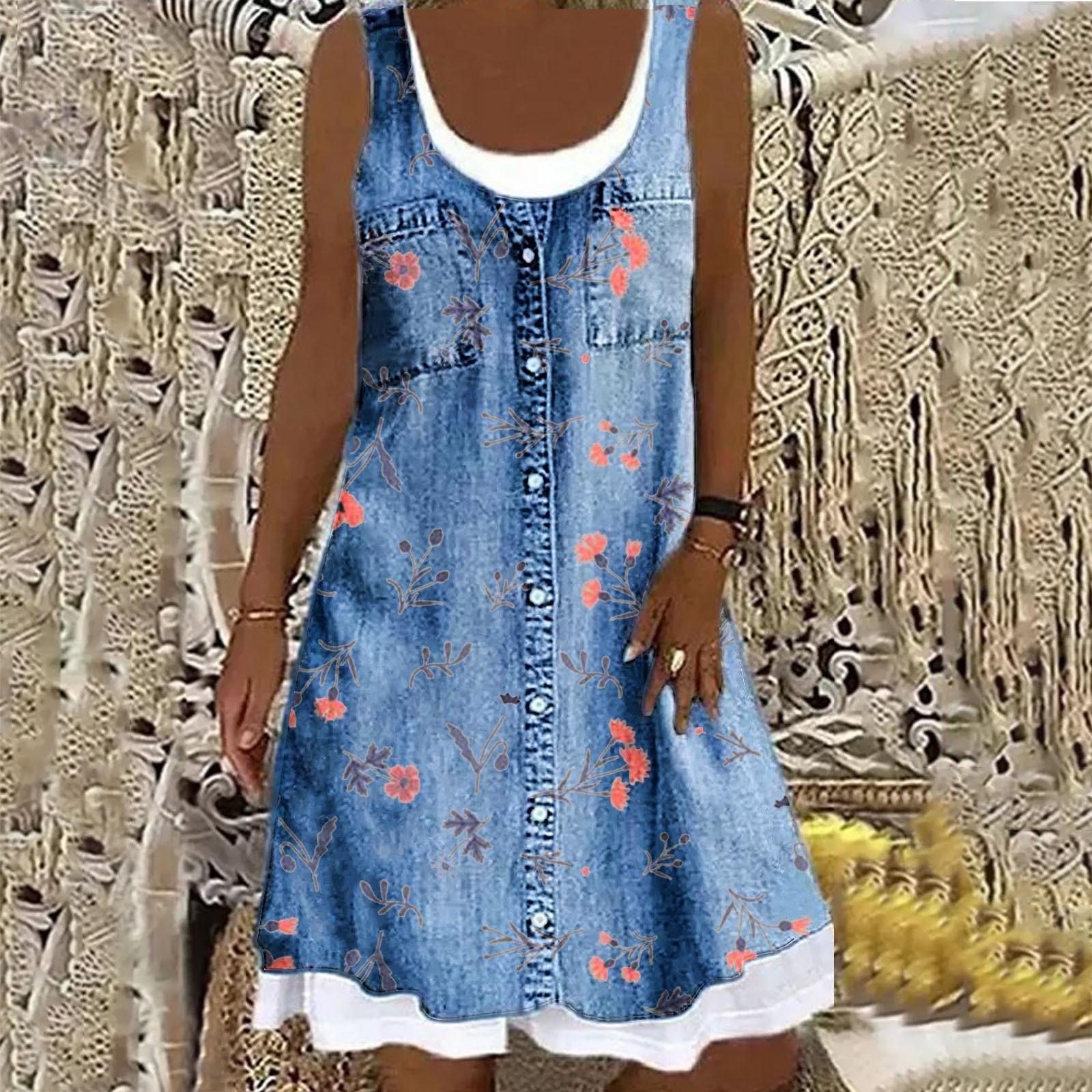 Летнее пляжное платье с цветочным принтом, милое, с круглым вырезом, без рукавов, повседневное, свободное, мини-платье, женское, для отпуска, праздника, короткое платье, Vestidos S