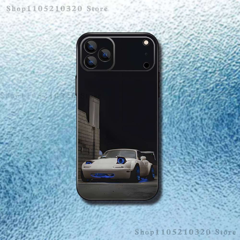 Cute M-Miata M-Mx5 Red Car Phone Case For iPhone 17,16,15,14,13,12,Pro,Max,Plus,E,SE4,Air,Mini Black Soft Box iPhone17