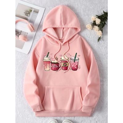 Modisches Bedrucktes Vielseitiges Sweatshirt Lässige Lockere Kapuzenpullover Sweatshirts Damen