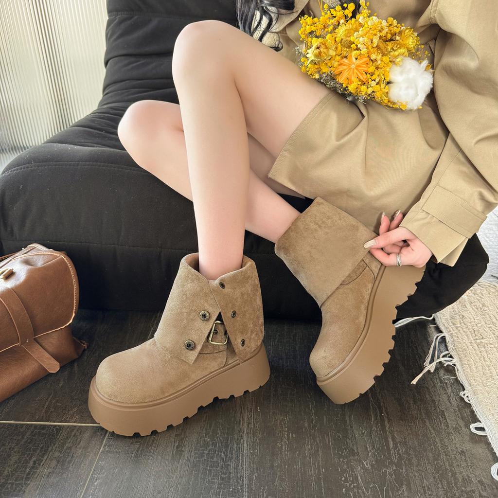 Maillard Platform British Style Martin Boots Women's 2025 New Autumn and Winter Explosion Increased Height and Thinness Western Short Boots