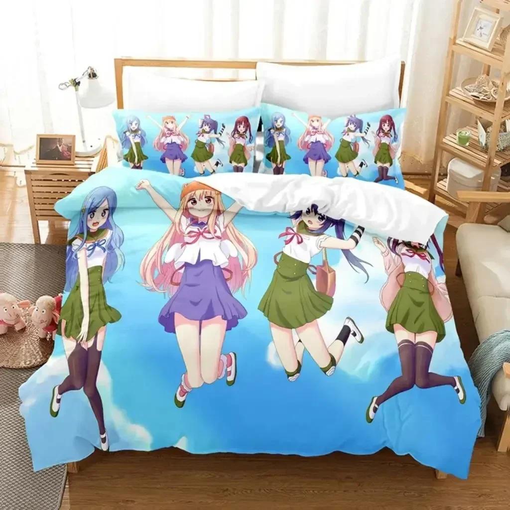 3D Print  The Himouto! Umaru-chan Bedding Set Printed With Pillowcase Bed Duvet Cover Soft Queen King Size Bedclothes Home