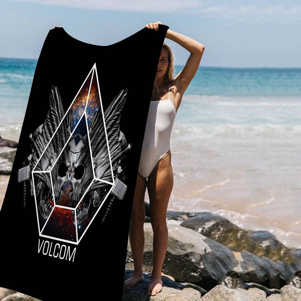 V-Volcoms LOGO Beach Towel Colorful Bath Towels For Girl Microfiber Quick Dry Sand Free Beach Yoga Spa Gym Pool