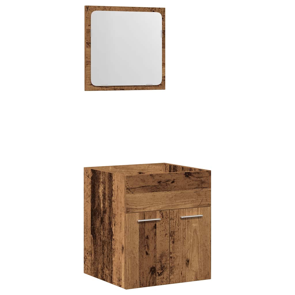 2 Piece Bathroom Furniture Set Rustic Wood Look Engineered Wood