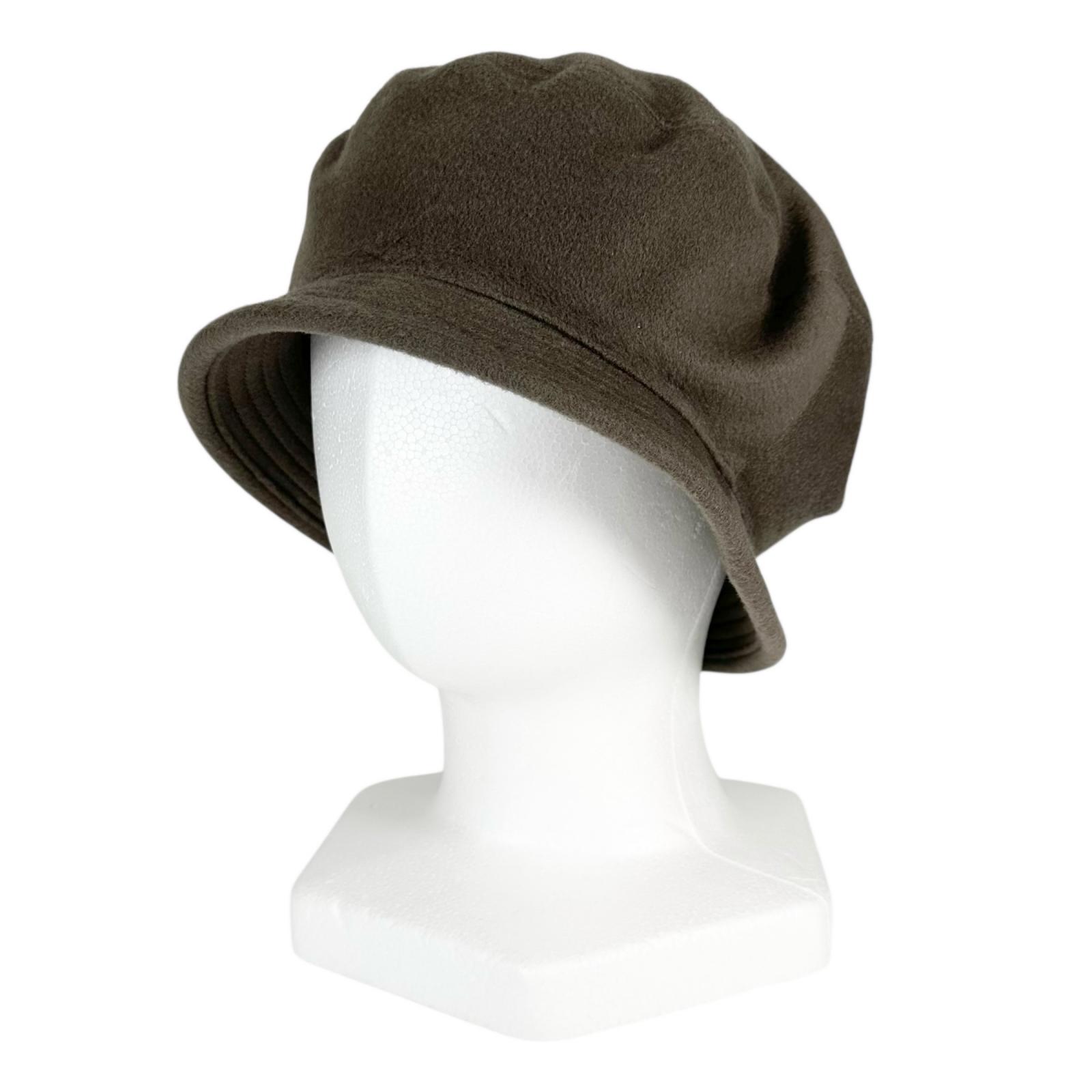 Great HERMES hat Stitch Crochet Hat Bucket Brown cashmere Women 56 Used