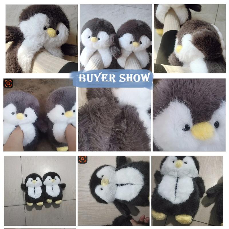 Fashion Adorable Hug Penguin Slippers Women's Cuddly Animal Loafer Furry Slides Woman Winter Fuzzy Home Room Shoes Lady Slippers House