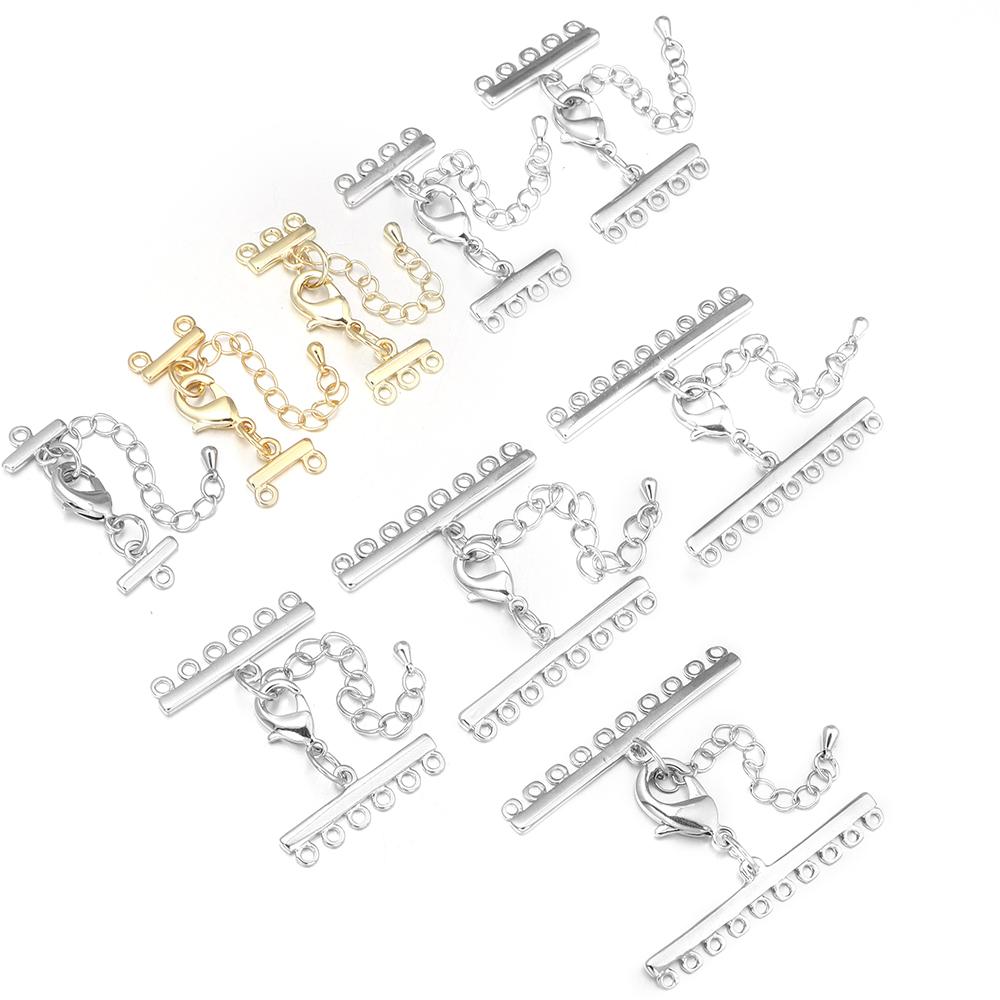 2 Sets Mehrsträngige Hummerklauen Verlängerungskette Halskette Armband Verbindungsstücke Verschlüsse Haken Für DIY Schmuckherstellung Zubehör