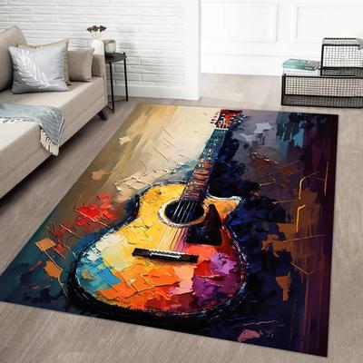 Hinweis Gitarre Kopfhörer Muster Teppich Musikliebhaber Fußmatte Eingang Schlafzimmer Bettseite Sofa Teppich Heimdekoration Teppich