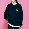MLB New York Yankees Logo Print Crewneck Sweatshirt Unisex Sweatshirt Black 3AMTM0121-50BKS