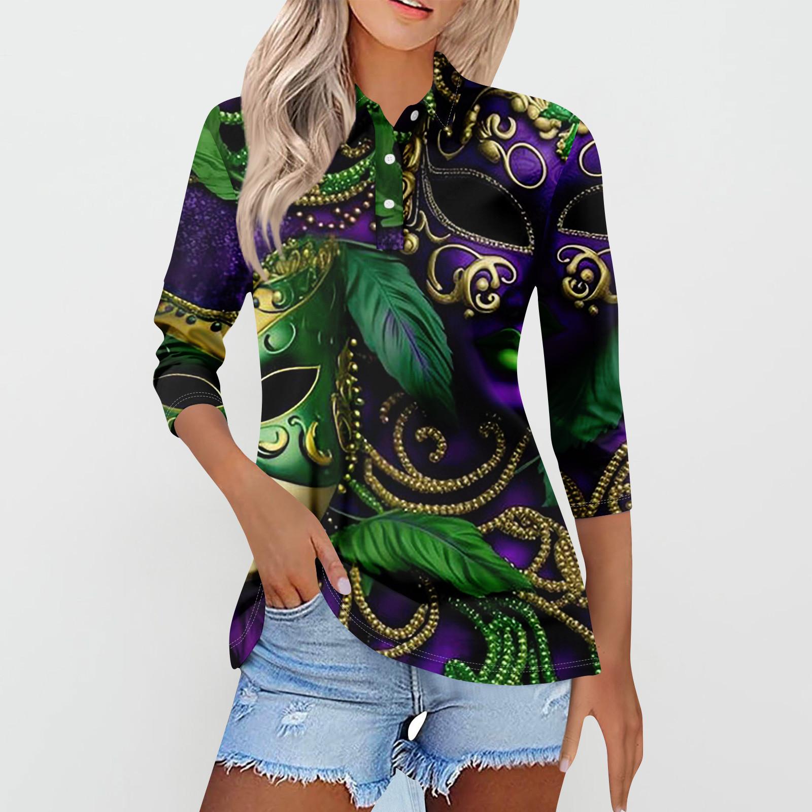 

Женская модная повседневная рубашка с короткими рукавами 3/4 с лацканами и принтом, женские топы на пуговицах L темно-фиолетового