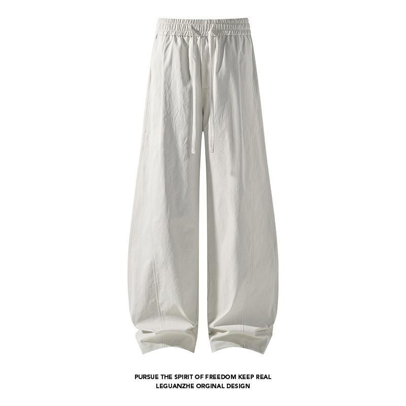 Straight casual pants Thin ice silk wide legs American paratrooper sports trousers Quick-drying pants Men's summer scimitar diagonal