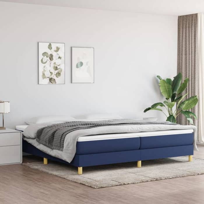 Maison Exclusive - Sommier à lattes de lit avec matelas Bleu 200x200 cm Tissu