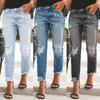 Sommer-Denim-Stil, perforierte Hose, Freizeithose, weiblich