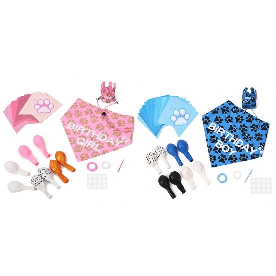 1 Set Pet Birthday Party Decoration Flag Triangle Towel Birthday Hat Balloons