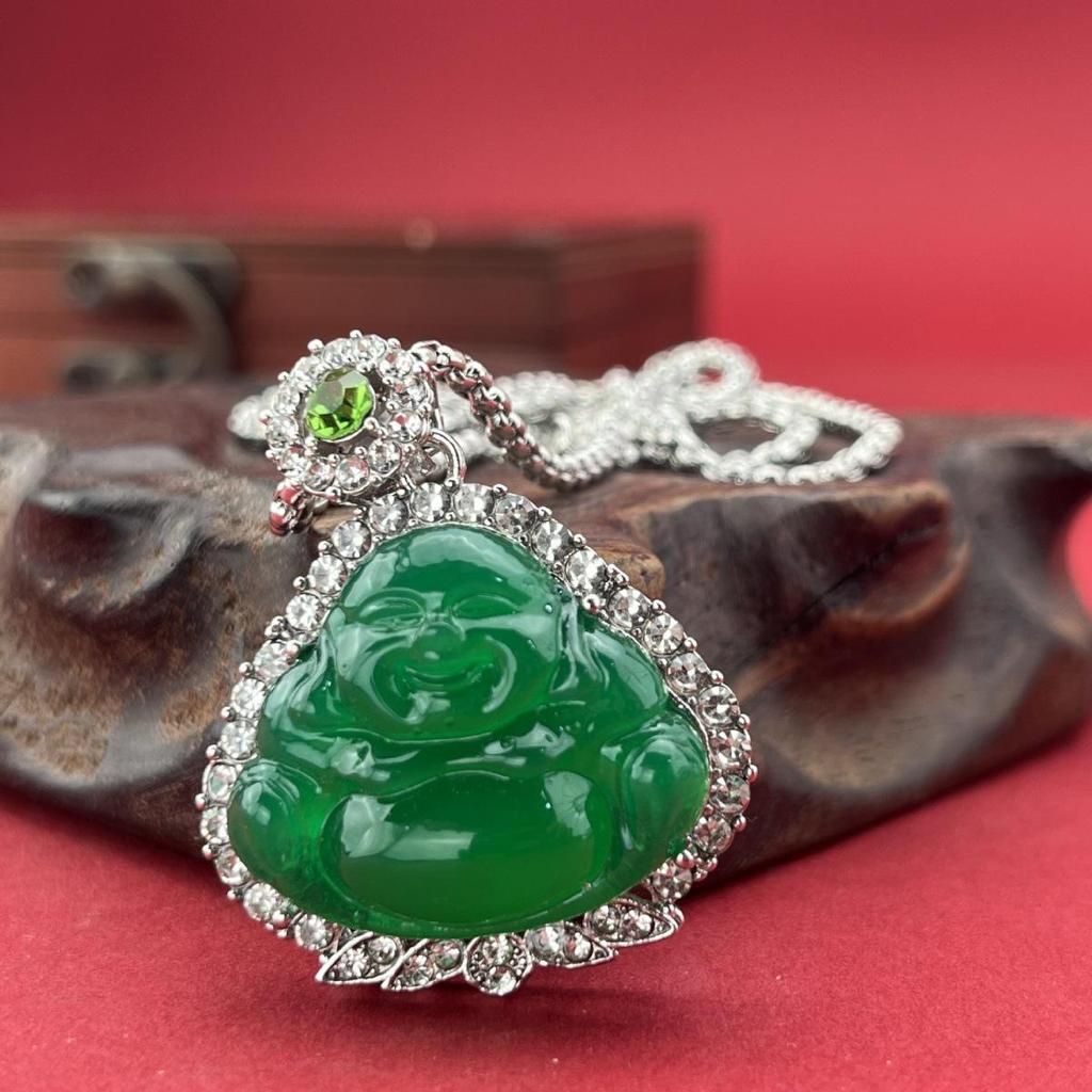 High-End Jade Big-Belly Buddha Pendant: Unisex Alloy Gift