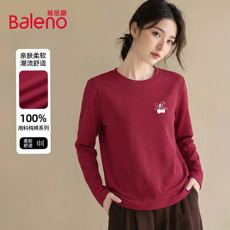 

Baleno Women s 200g Heavyweight Cotton Long Sleeve T-Shirt with Bow Cherry Design M