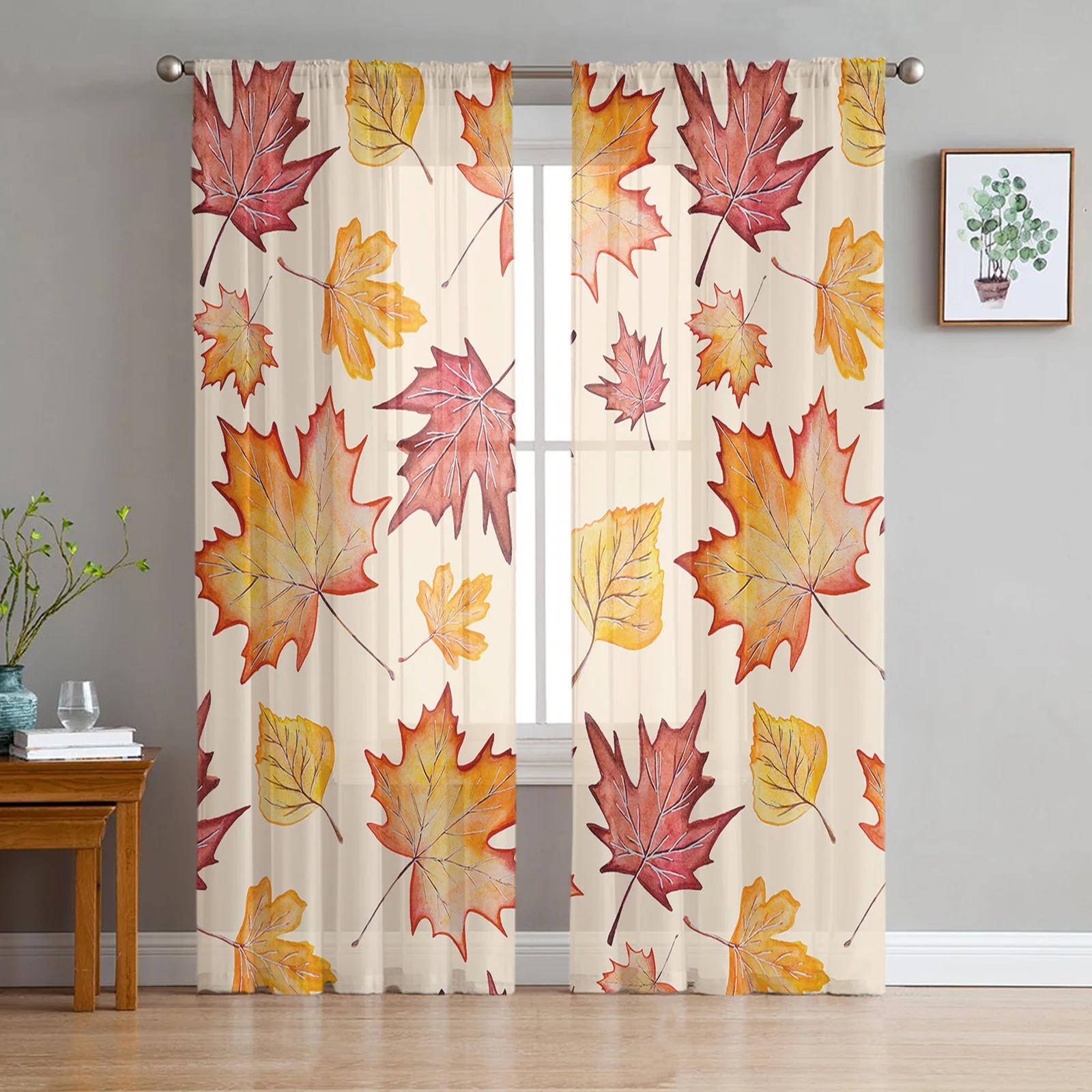 

Autumn Green Plant Wildflower Daisy Bird Transparent Drapes Household Window Panel Decorations Light Voile Fine Netting Drapes For Living Room W135 x H115cm x1&Rod Pocket