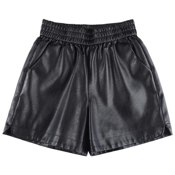 2026 New Women's PU Leather Wide-Leg Shorts, Elastic Waist & Slimming Base Layer, Plus Size Bootcut Pants for Spring/Autumn.